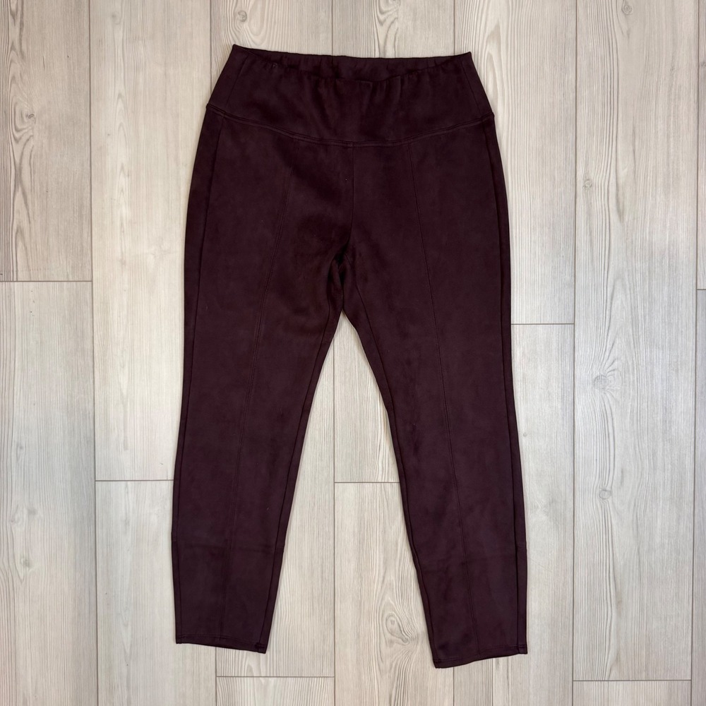 J. Jill Wearever Faux Suede Leggings Burgundy Pull On Seam Front Pants Medium